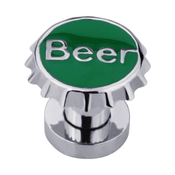 Тоннель-плаг с надписью Beer на зеленом фоне с шипами по контуру BFTC27 4 мм