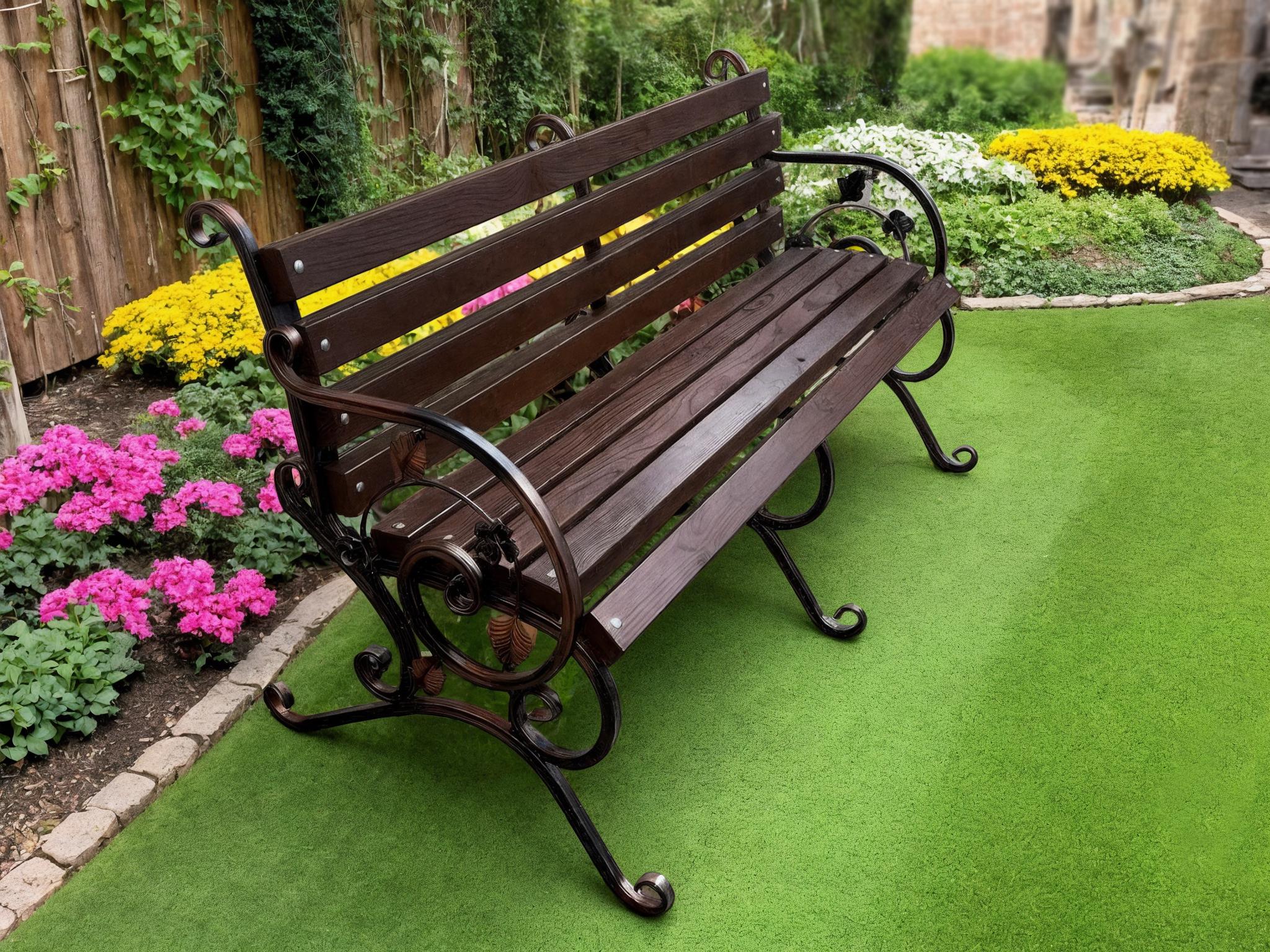 Скамейка садовая кованая Tobi Sho Камелия с подлокотниками 170 см усиленная Орех - фото 1 Скамейка садовая кованая Tobi Sho Камелия с подлокотниками 170 см усиленная Орех - фото 1