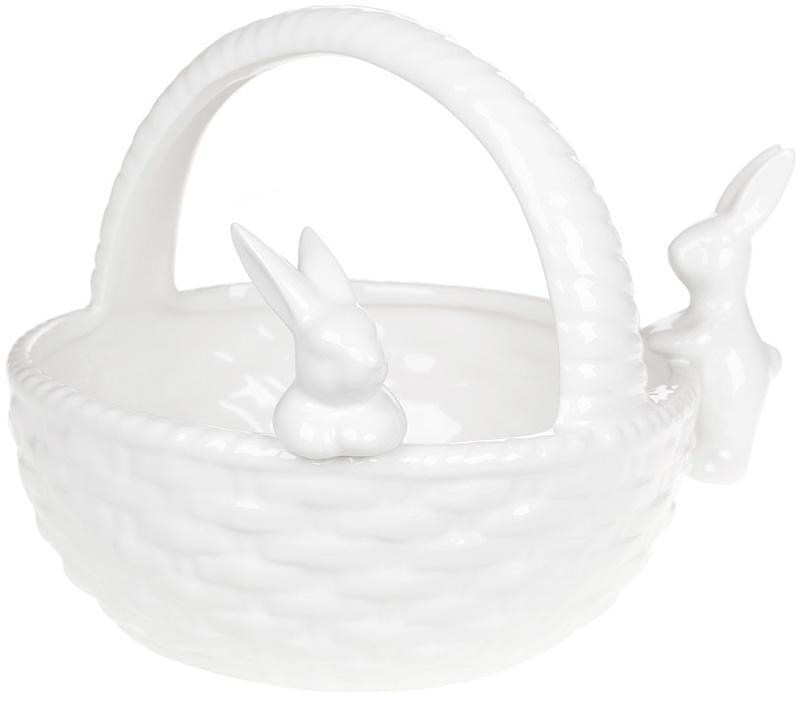 Цукерниця декоративна Кошик з кроликами 22х19х17,2 см Білий (BD-733-319)