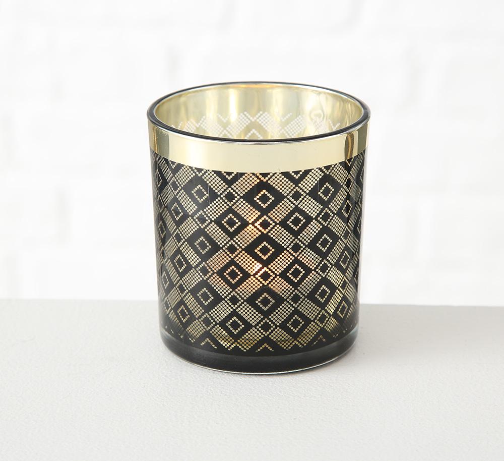 Набір 2-х свічників Олівер чорне скло h8-10см Гранд Презент 1017291-3 ромб - фото 4 Набір 2-х свічників Олівер чорне скло h8-10см Гранд Презент 1017291-3 ромб - фото 4