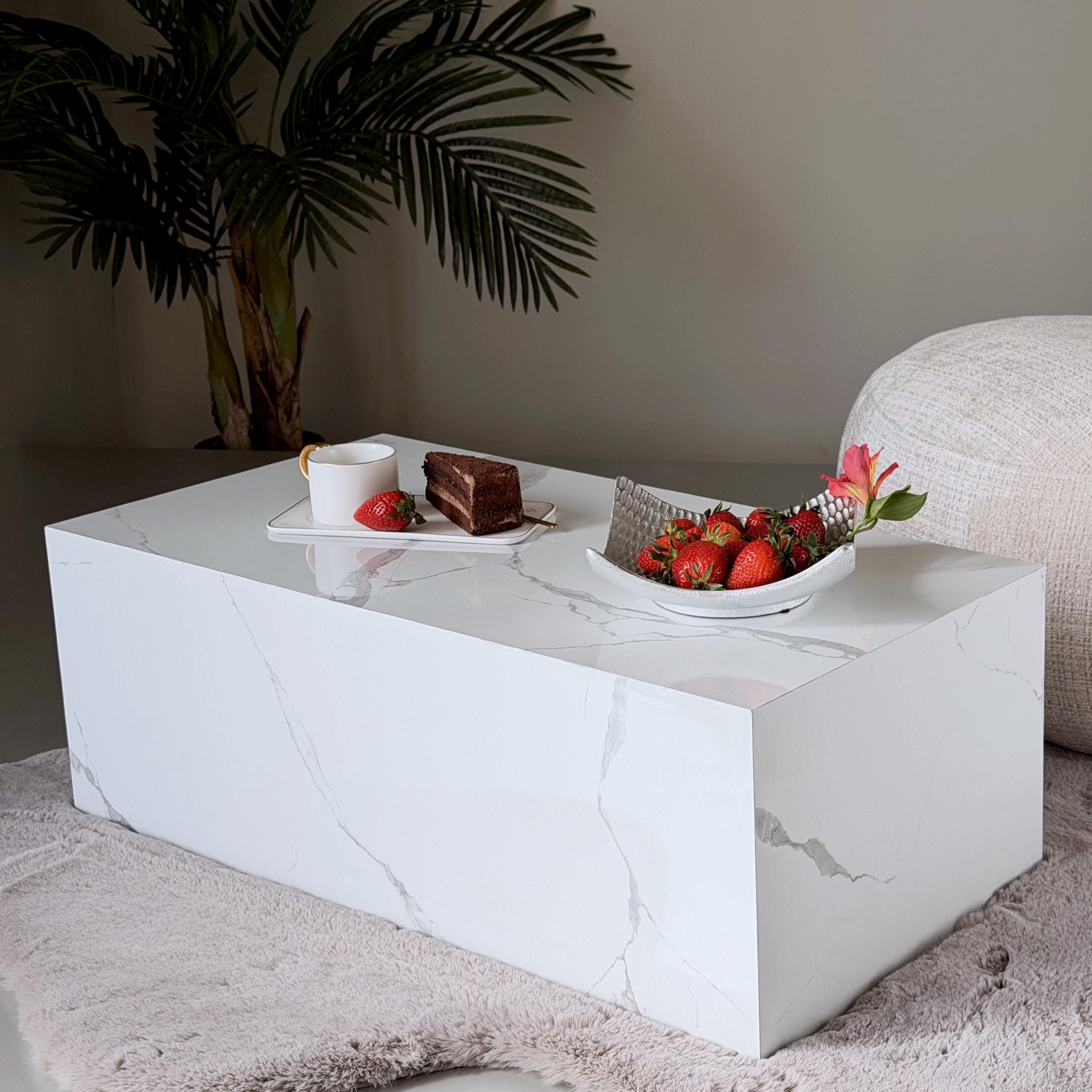 Кофейный столик Block 80х40 см White marble finish (16075)