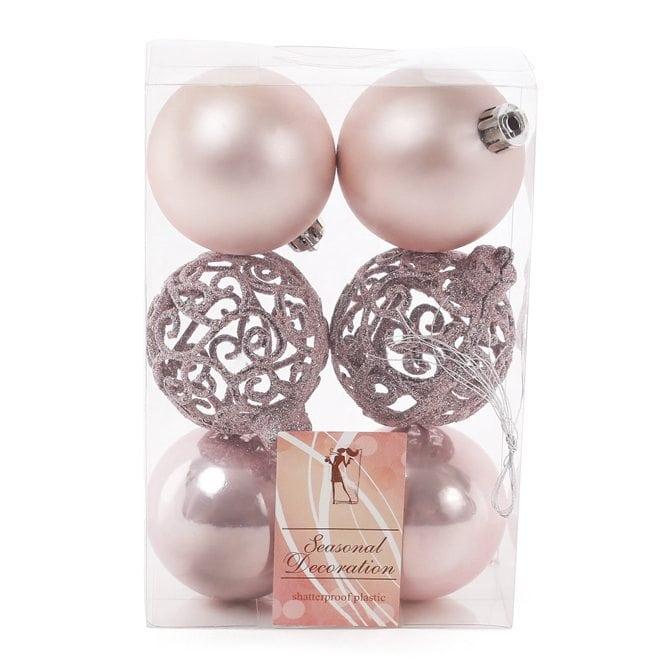 Набор пластиковых новогодних шаров Flora 6 шт. D-6 см (12040)