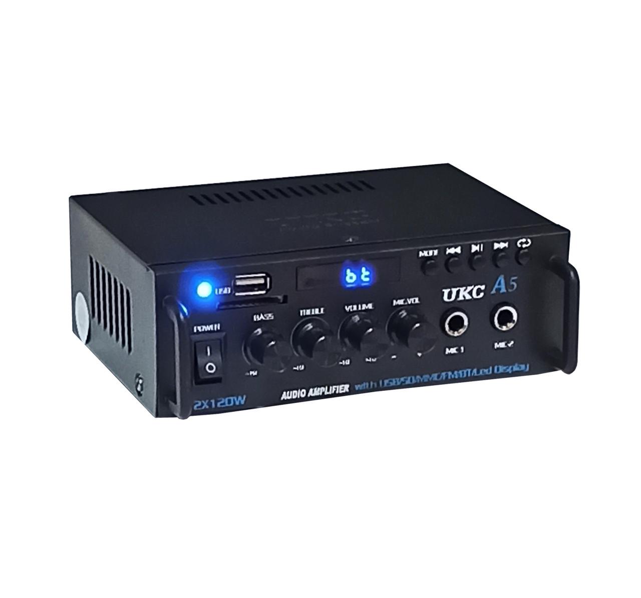 Підсилювач звуку з караоке UKC A5 з Bluetooth/USB/FM/SD 2 каналу Black (10262) - фото 4 Підсилювач звуку з караоке UKC A5 з Bluetooth/USB/FM/SD 2 каналу Black (10262) - фото 4