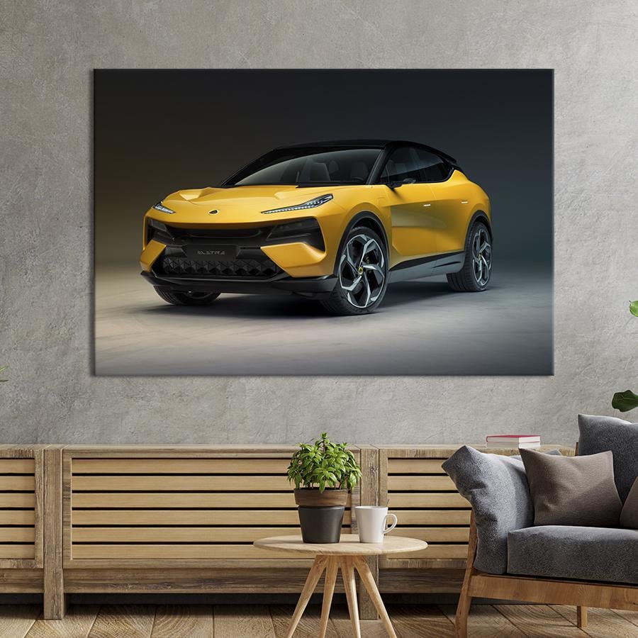 Картина на холсте Жёлтый внедорожник Lotus Eletre 51x34 см (1413-1)