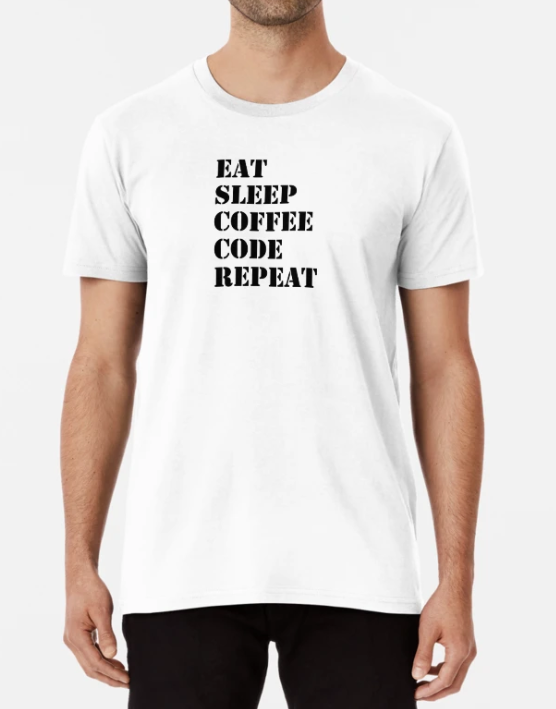 Футболка чоловіча Stedman з принтом Eat sleep cofee code repeat XL Білий (ПН318-10)