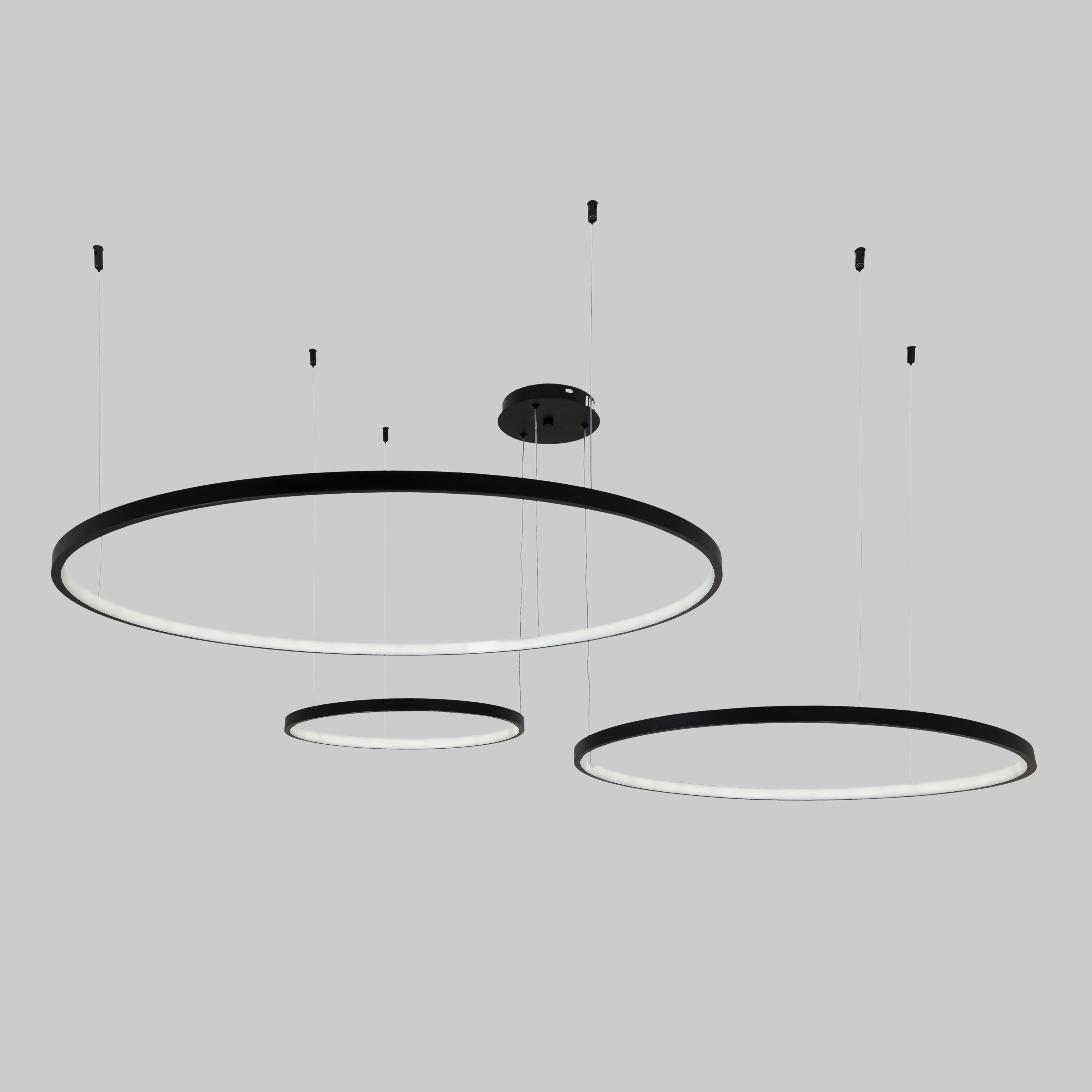Люстра светодиодная Circle из трех колец 40/60/80 см Черный (52-9832-3B BLACK LED (400/600/800))