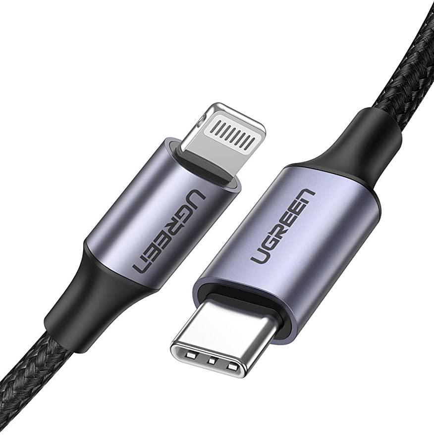 Кабель UGREEN US304 Type-C to Lightning PD 20W MFI Cable Aluminum Shell Braided 2 м Black (60761)