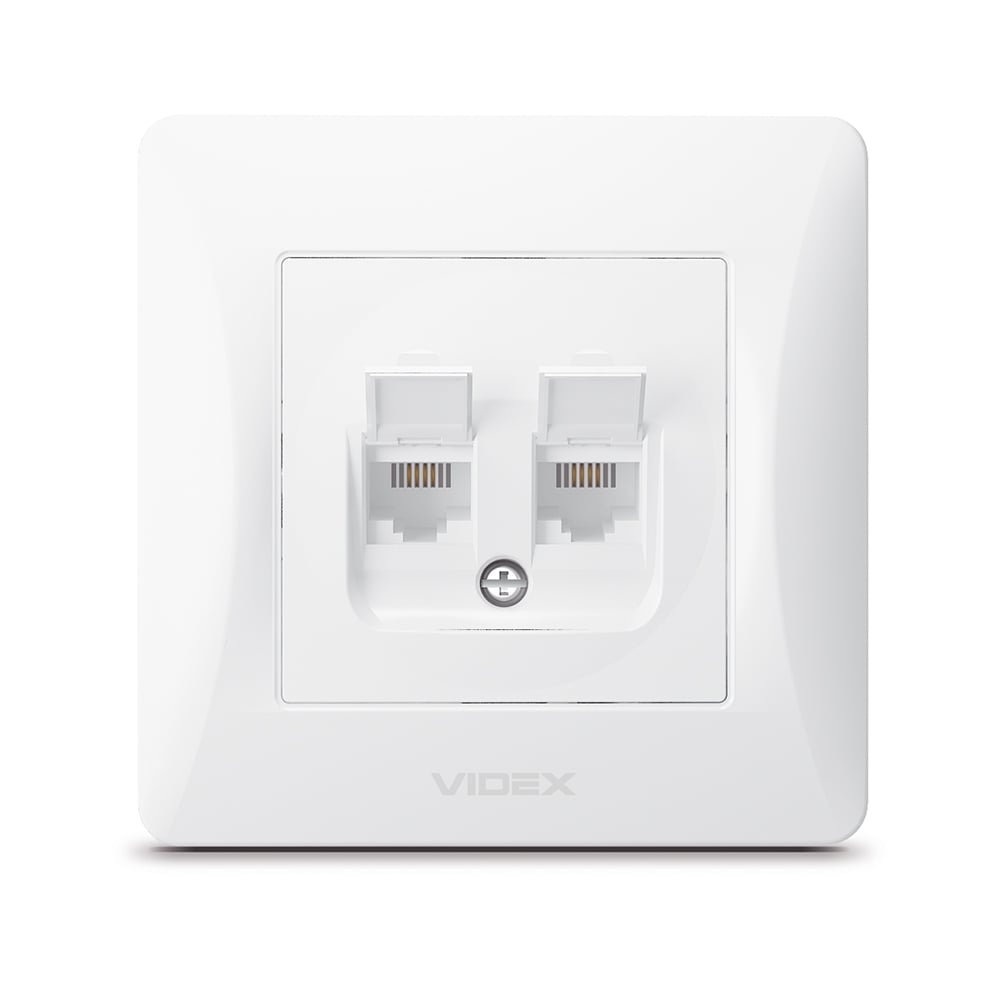 Розетка Videx Binera CAT6+CAT3 двойная Белый (VF-BNSK2PC6TF3-W)