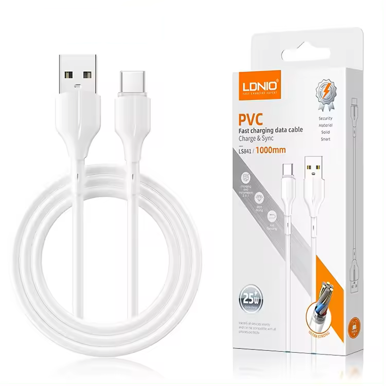 Кабель USB to Type-C LDNIO LS841 25W быстрая зарядка 1 м Белый