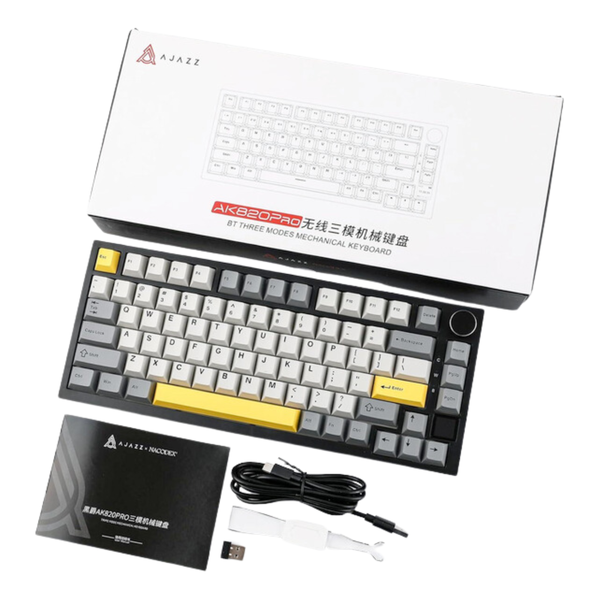 Клавиатура механическая беспроводная Ajazz Ak820 PRO с RGB-подсветкой и поддержкой Hot-Swap/гравировка ENG/UA/RU (GS-251) - фото 5 Клавиатура механическая беспроводная Ajazz Ak820 PRO с RGB-подсветкой и поддержкой Hot-Swap/гравировка ENG/UA/RU (GS-251) - фото 5