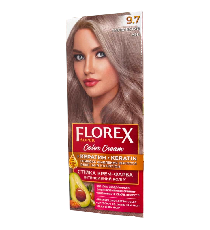 Крем-краска для волос стойкая Florex Super 9.7 Пепельный