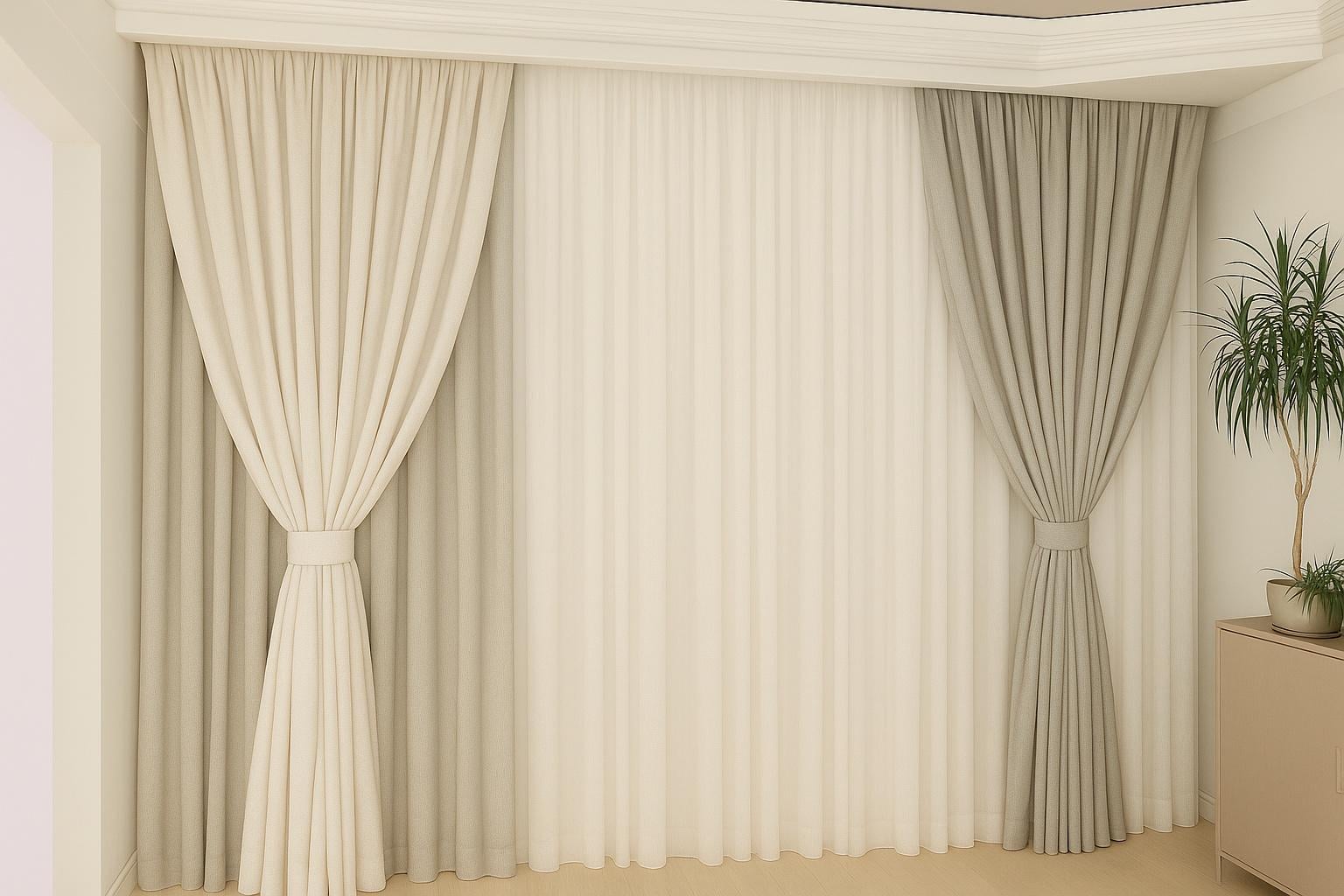 Комплект штор лен/шифон Белый/Серый (7026ш)