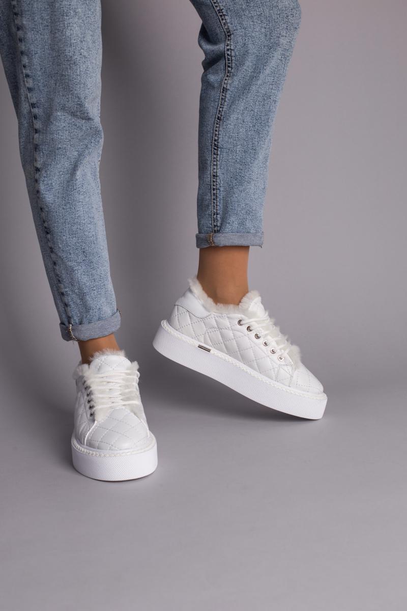 Кеды женские кожаные стеганные зимние р. 39 Белый (8508-1з/39) - фото 3 Кеды женские кожаные стеганные зимние р. 39 Белый (8508-1з/39) - фото 3