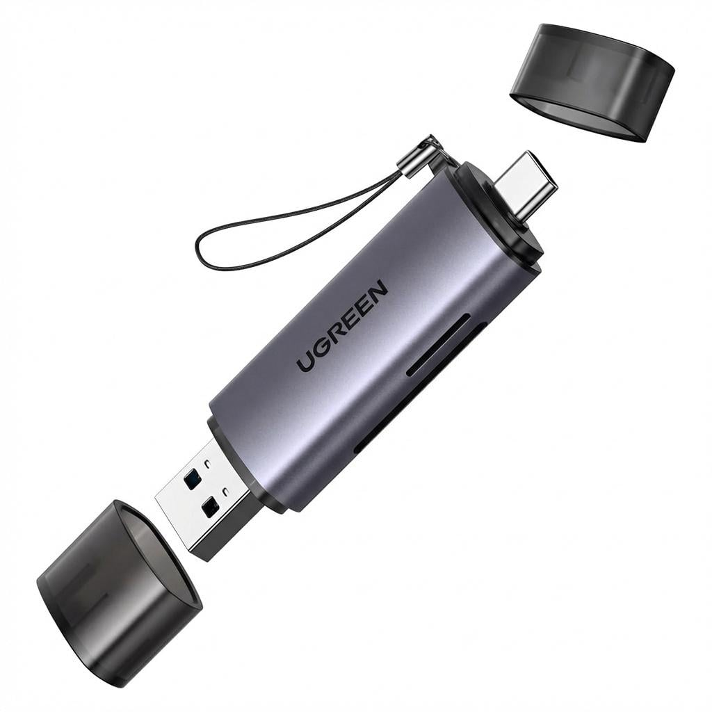 Кардридер OTG UGREEN CM185 USB-A/USB-C Серый (50705)