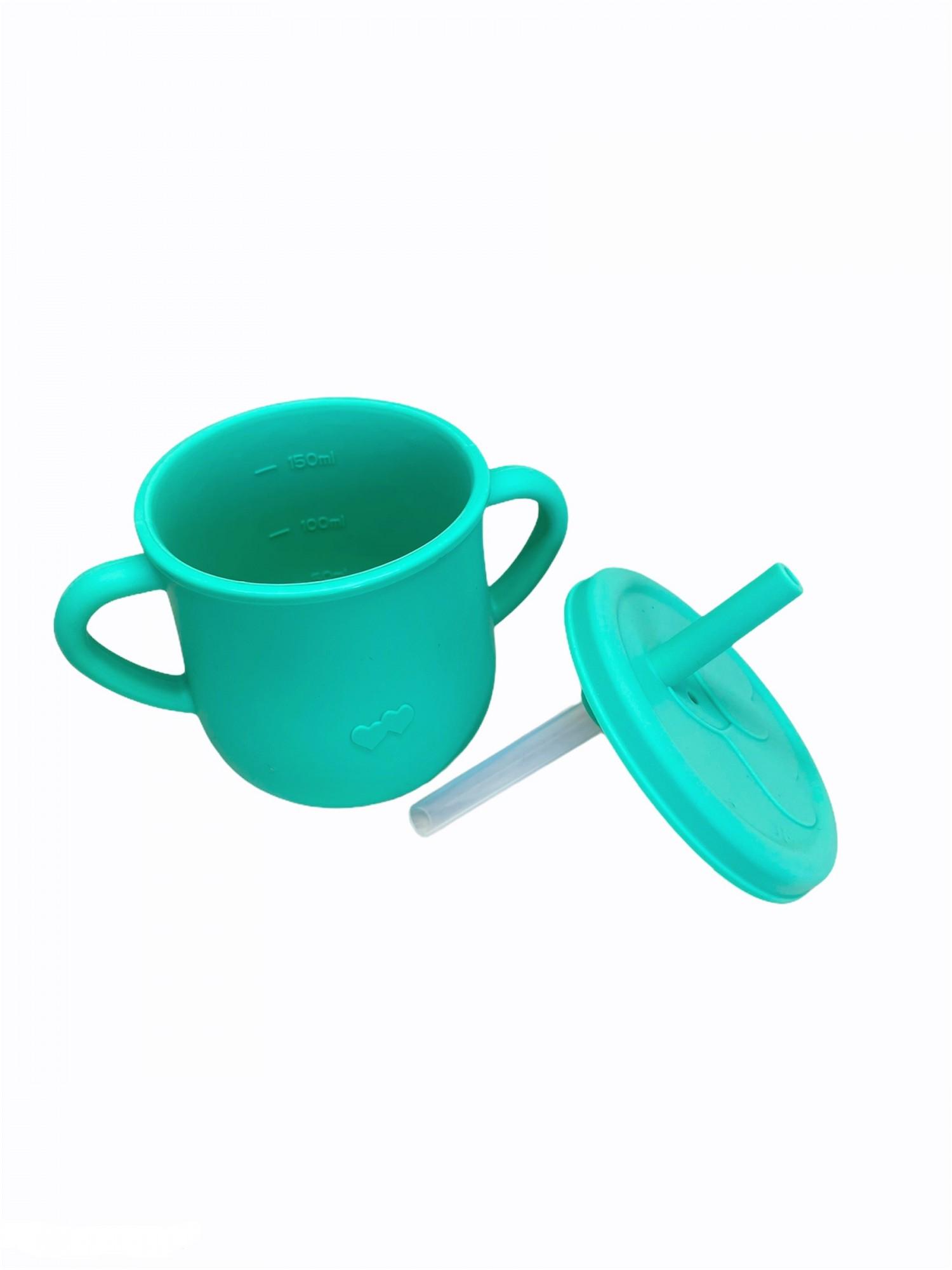 Набор детской силиконовой посуды с присоской тарелка/ложка/нагрудник/поильник Мятный (24043430) - фото 5 Набор детской силиконовой посуды с присоской тарелка/ложка/нагрудник/поильник Мятный (24043430) - фото 5