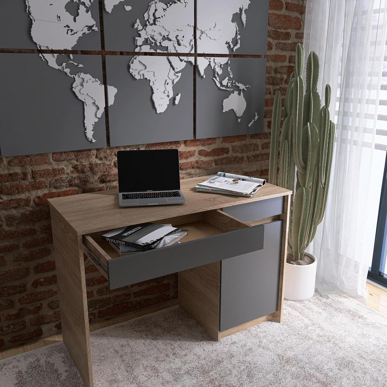 Письменный стол Эверест Сити-1100 1100х500х766 мм Дуб сонома/Графитовый (EVR-20724.02)