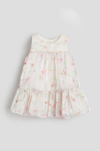 Платье H&M 1216445 Цветы 98 см Белый (1111109409342)