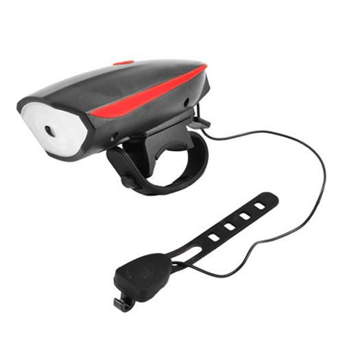 Фонарь для велосипеда со звонком и велофарой 758 выносная кнопка 3ААА 3 режима (40082)