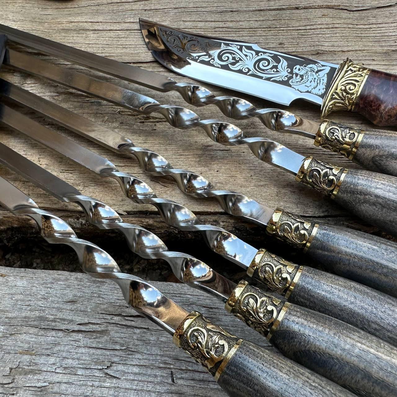 Набір шампурів Кабан №2 для шашлику та барбекю - фото 2 Набір шампурів Кабан №2 для шашлику та барбекю - фото 2