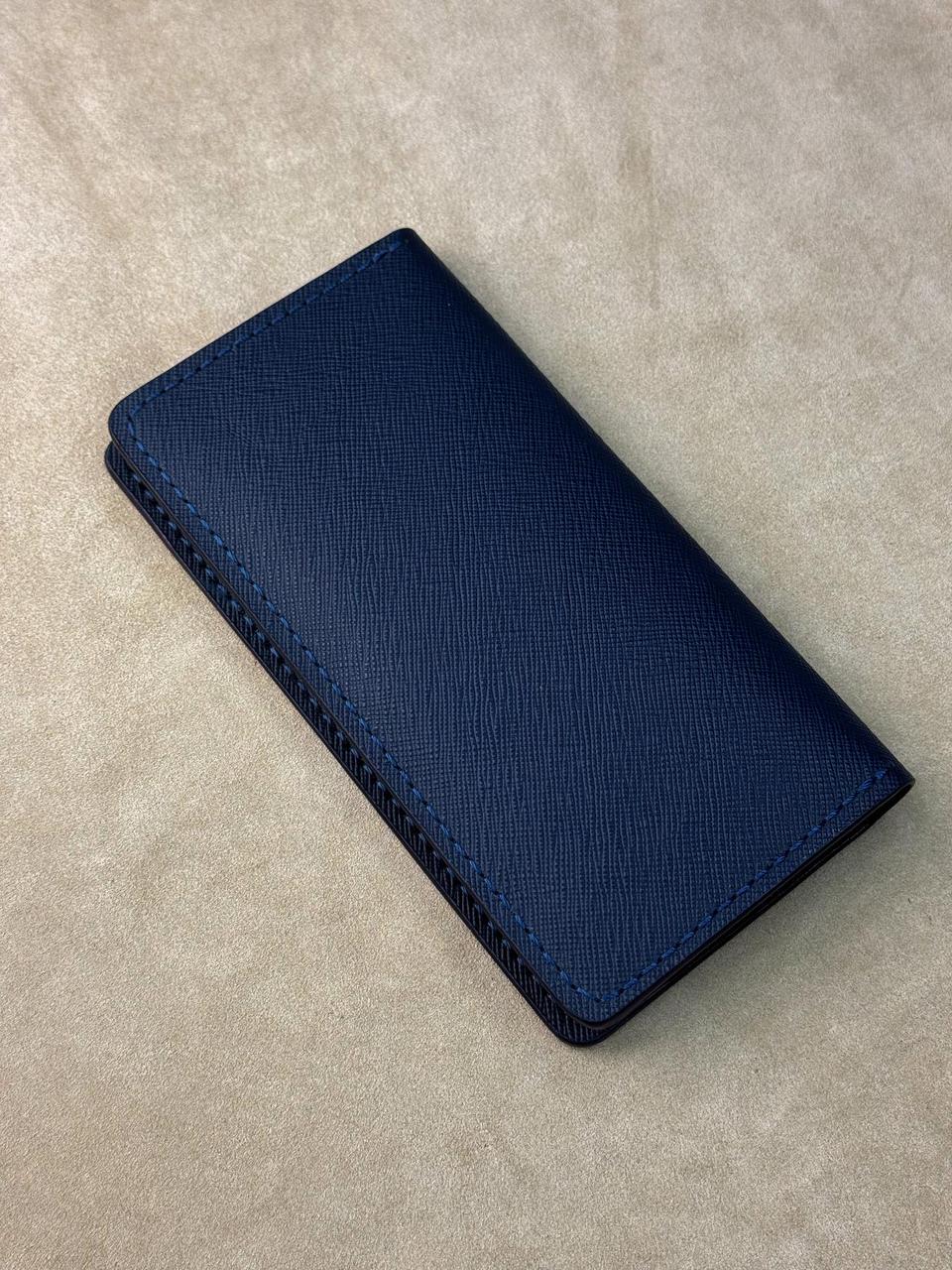 Портмоне чоловіче ручна робота з натуральної шкіри Saffiano Синій (2664154041) - фото 2 Портмоне чоловіче ручна робота з натуральної шкіри Saffiano Синій (2664154041) - фото 2