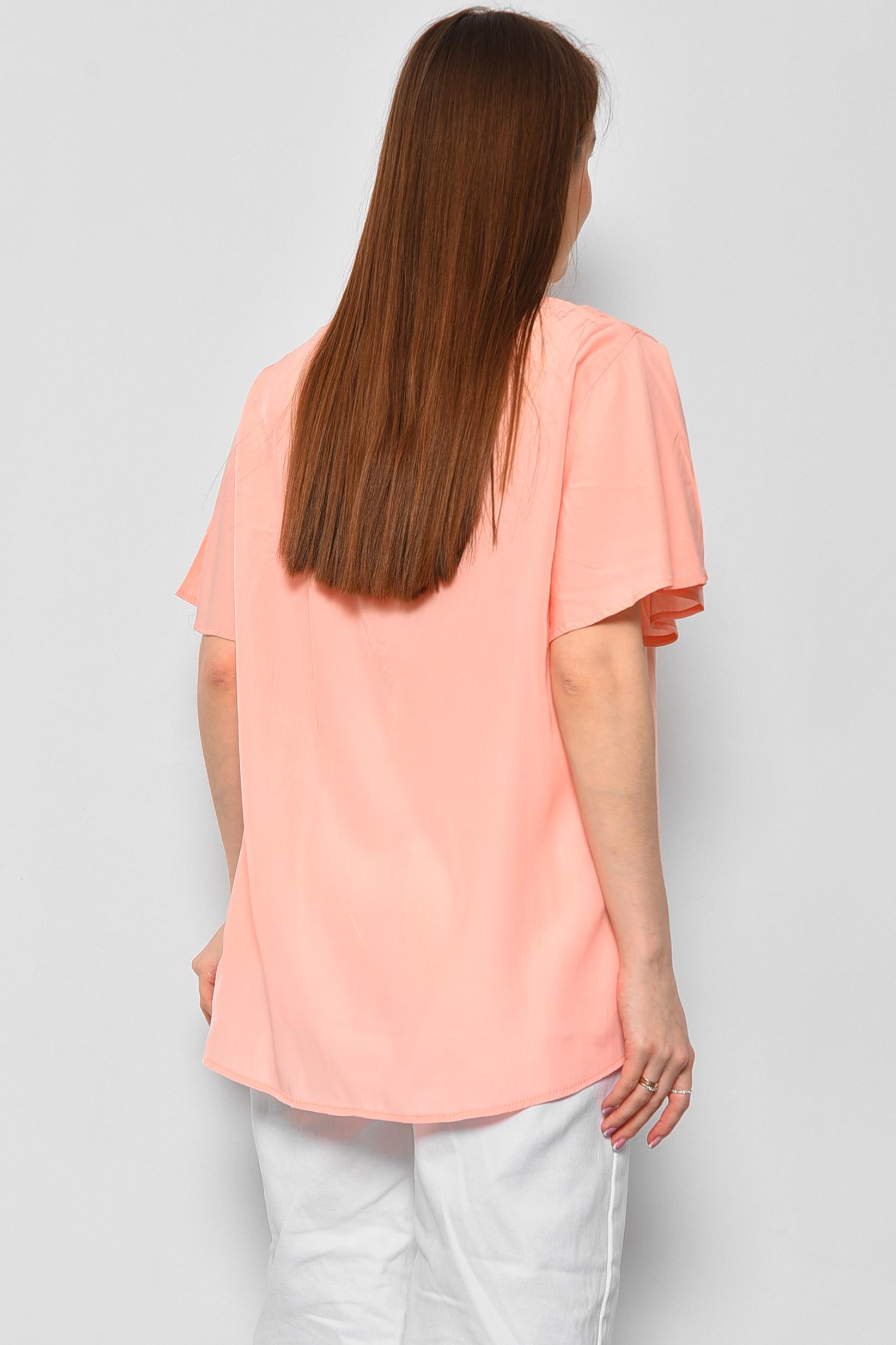 Блуза женская полубатальная с коротким рукавом р. 50 Персиковый (176202) - фото 3 Блуза женская полубатальная с коротким рукавом р. 50 Персиковый (176202) - фото 3