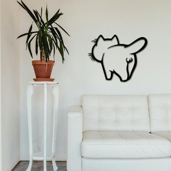 Панно из дерева на стену Decart Котик с сердечком Декор на подарок для квартиры дома и офиса 50х40 см