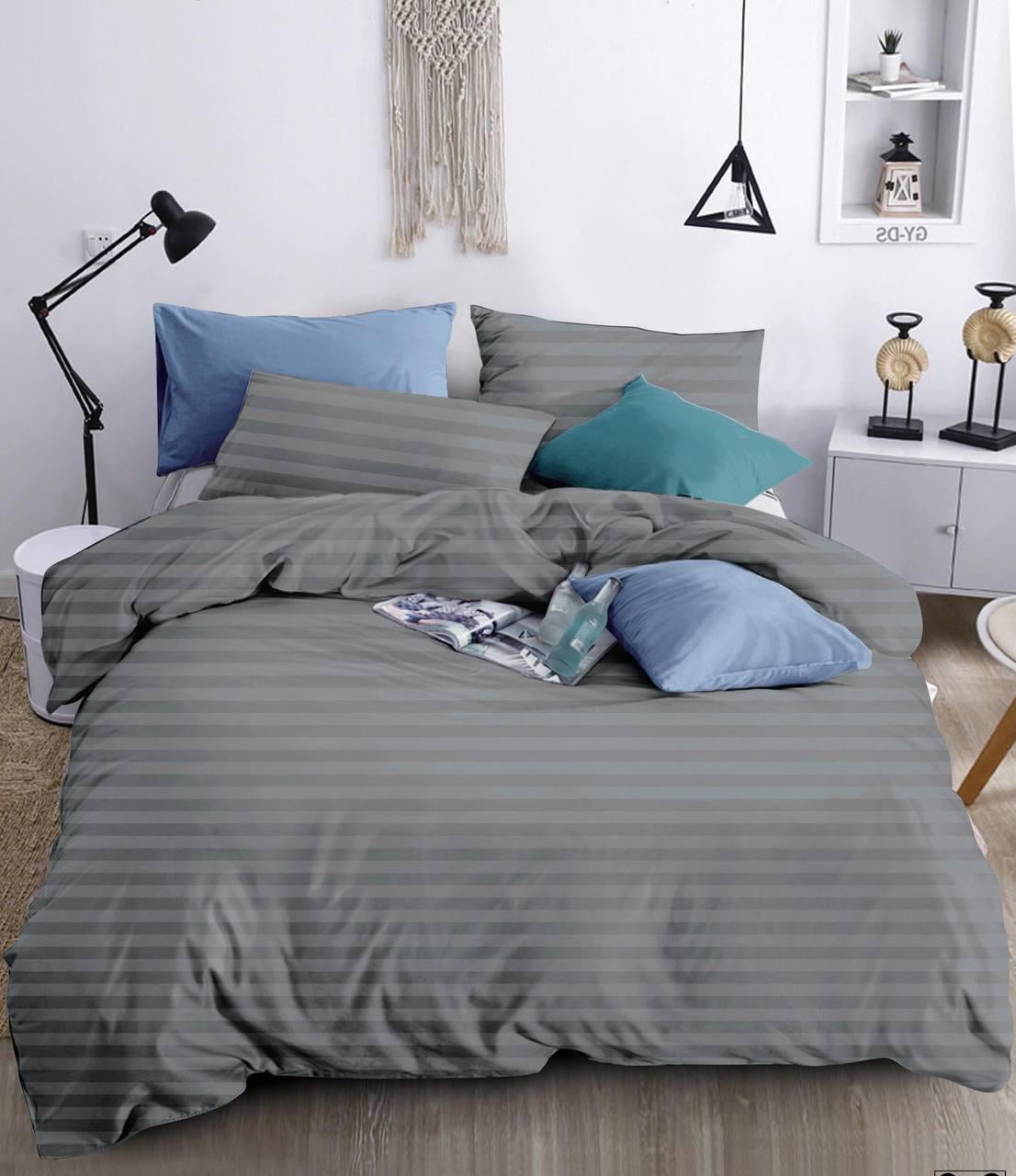 Комплект постельного белья Malloory Home страйп-сатин евро 200x230 см Изумрудный (22102-6)