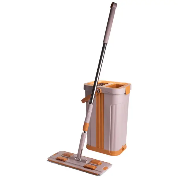 Швабра с ведром для отжима с телескопической ручкой и микрофиброй 16 л Швабра с ведром для отжима с телескопической ручкой и микрофиброй 16 л