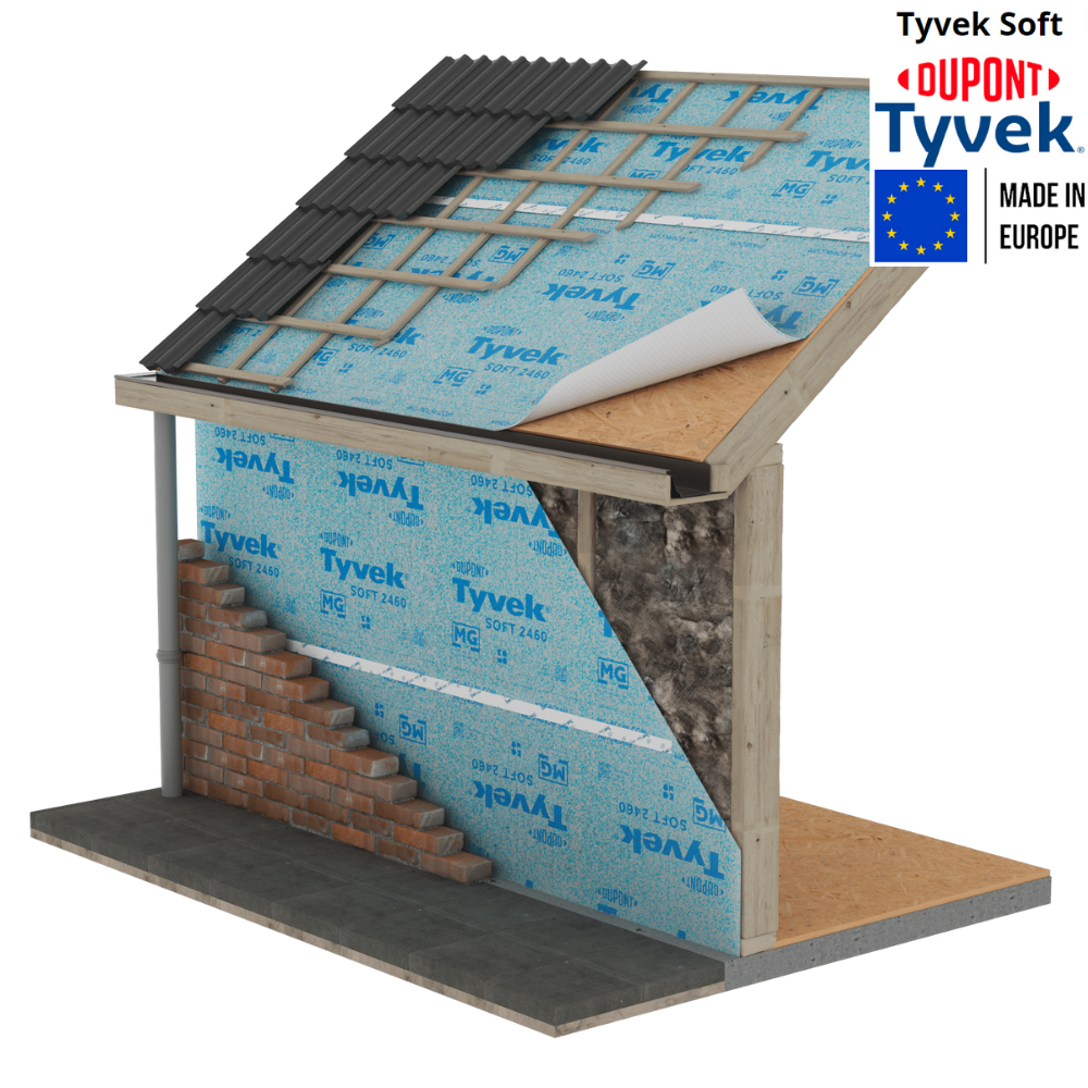 Мембрана супердифузійна Tyvek Soft 1,5x50 м 75 м2 60 г/м2 (310007) - фото 5