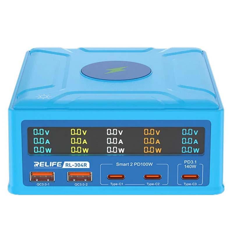 Зарядное устройство Relife RL-304R беспроводная зарядка QI 15 W 2xUSB 3xUSB Type-C PD3.1 260 W (2000996190349) Зарядное устройство Relife RL-304R беспроводная зарядка QI 15 W 2xUSB 3xUSB Type-C PD3.1 260 W (2000996190349)