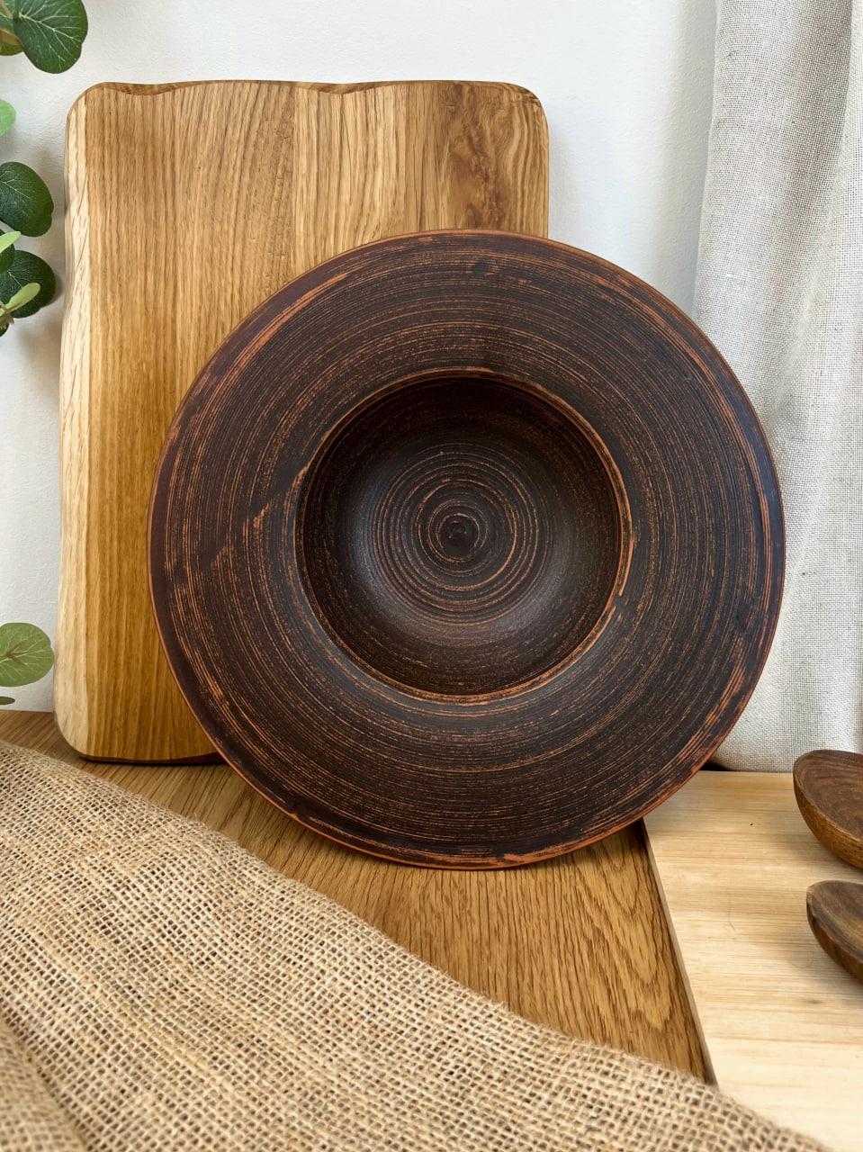 Тарілка для пасти керамічна глиняна гладка (3003-8) - фото 8