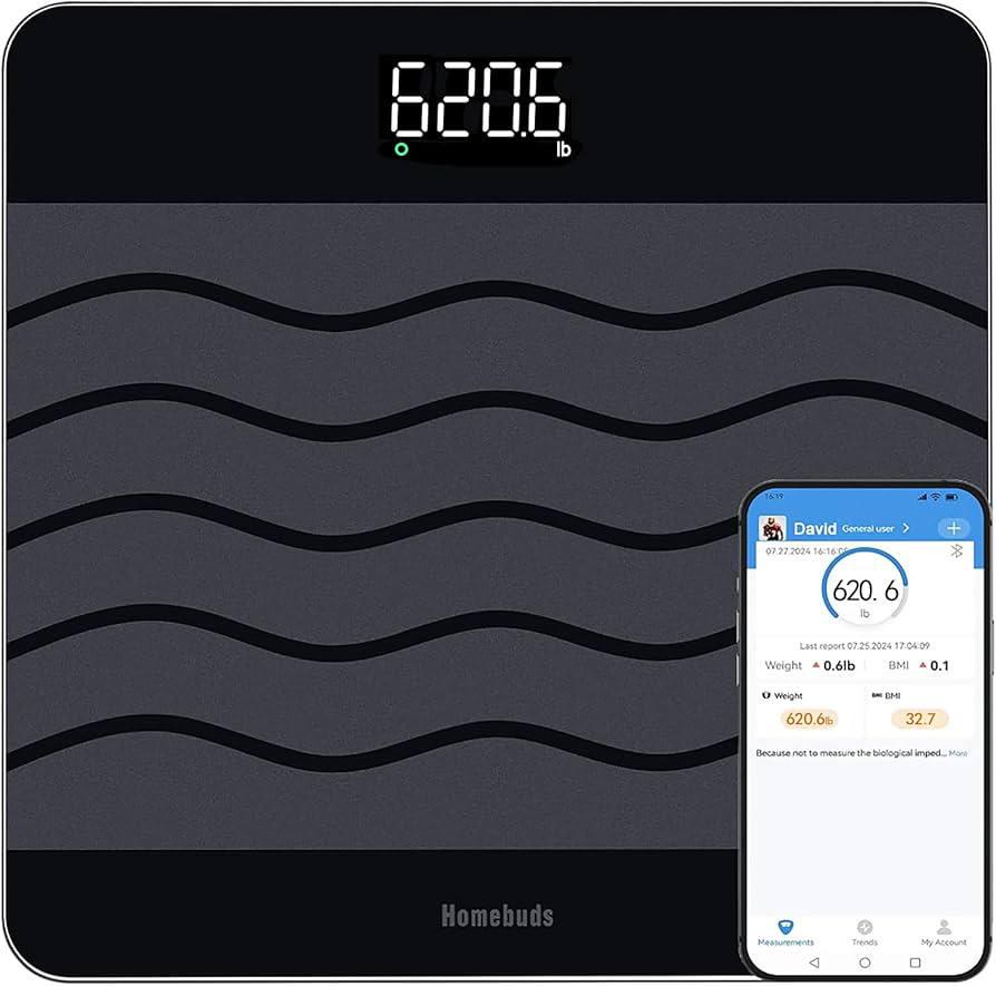 Разумные напольные весы HOMEBUDS 300 кг с Bluetooth/LED-дисплей/измерением BMI