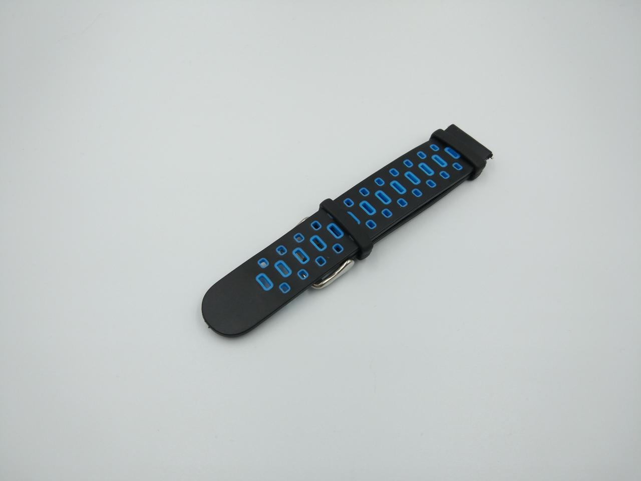 Ремешок для смарт-часов MiJobs Sport силиконовый 20 мм Черный/Голубой (1626P) - фото 4 Ремешок для смарт-часов MiJobs Sport силиконовый 20 мм Черный/Голубой (1626P) - фото 4