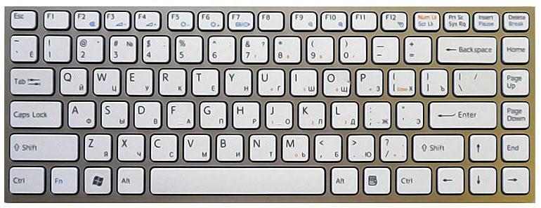 Клавиатура для ноутбука Sony Vaio VPC-Y Silver Frame White