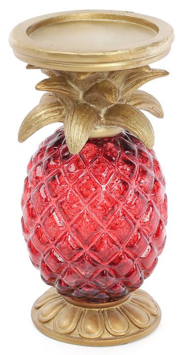 Подсвечник декоративный Adeola Ананас 10,2х10,2х19 см Рубин (BD-434-132)