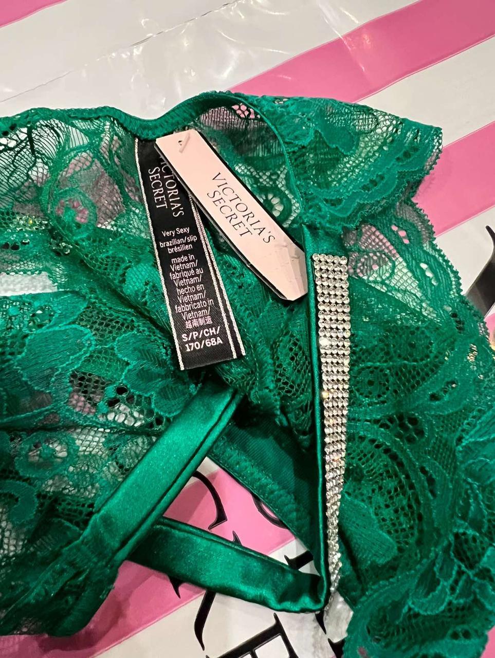 Трусики женские Victoria's Secret Very Sexy Shine Chain Strap Lace бразилианы S Зеленый (2020895354) - фото 6