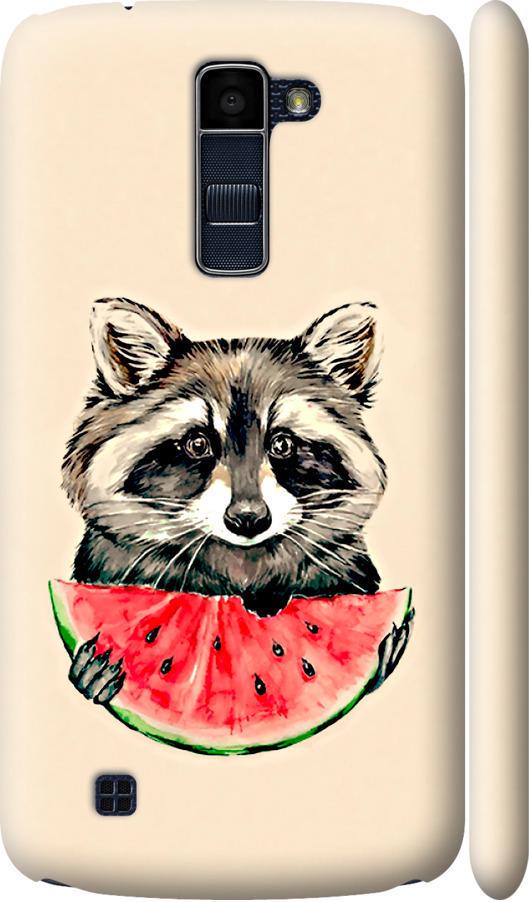 Чехол на LG K10 / K410 Енотик с арбузом (4605m-349-42517)