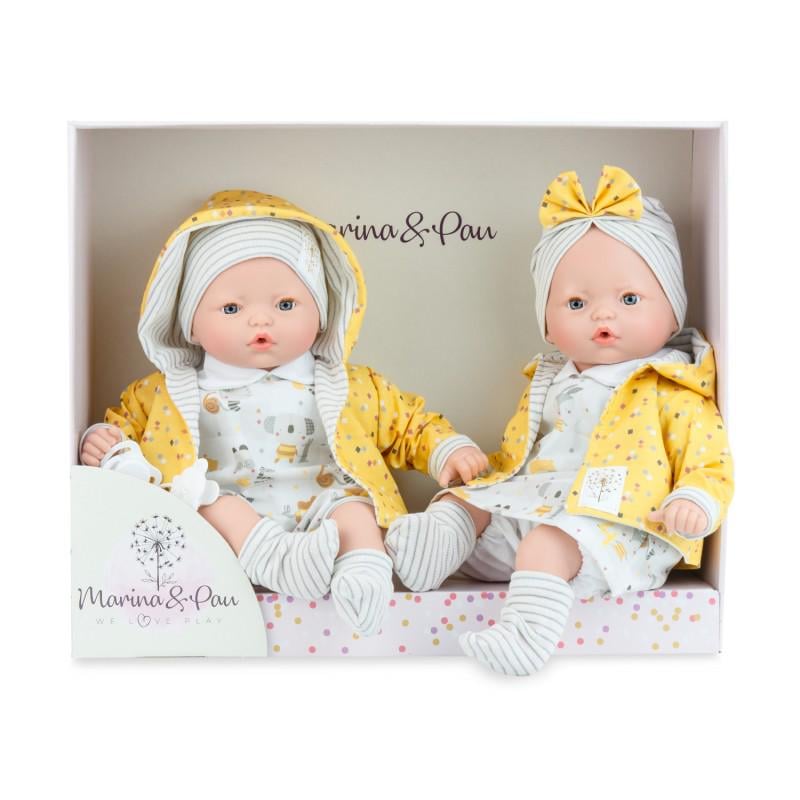 Комплект кукол виниловых испанских Marina&Pau Pitus Koala Twin Близнецы Девочка и Мальчик 2в1 интерактивные с пустышками 40 см (28780581)