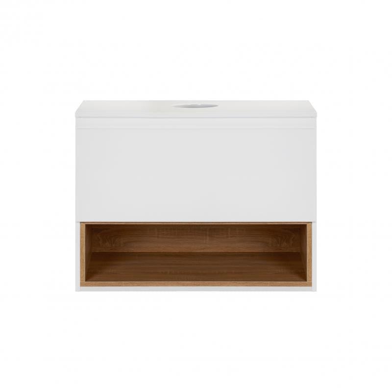 Тумба подвесная со столешницей Q-tap Robin 600х476х437 White/Whitish oak (QT1379TPН6001WWO)