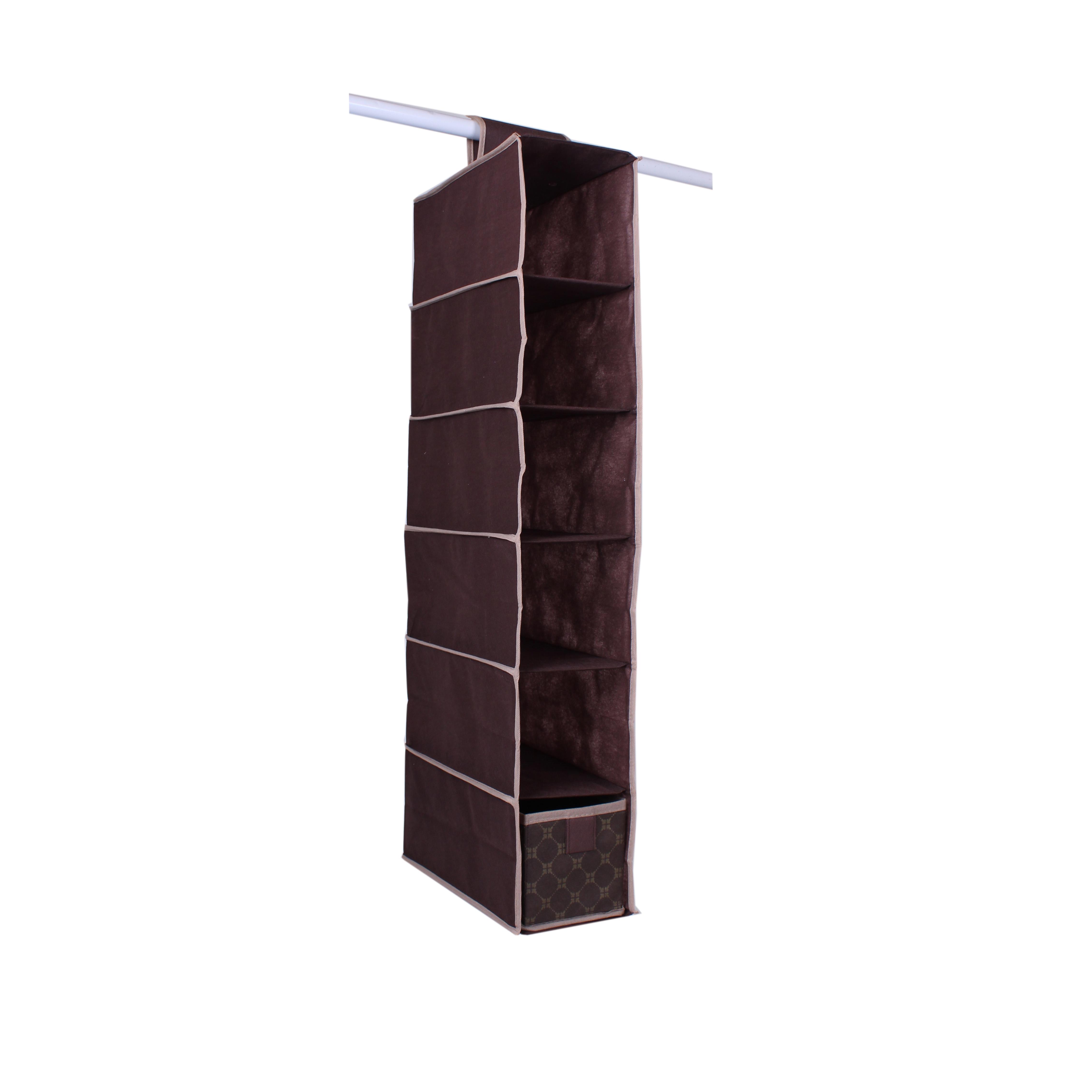Органайзер вертикальный HOME 6 уровней 15x30x84 см с ящиком 13x27x12,5 см Brown (46099-RO)