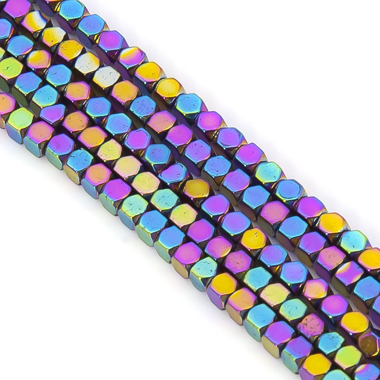 Бусины гематитовые Многоугольник 2х2 мм 40 см 200 шт. Радужный (БГ0202ф52)
