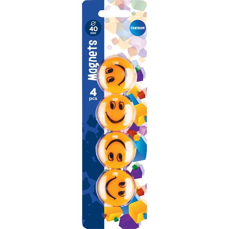 Магніти для дошки зі смайликами Centrum 82111 4 шт. Smile 40 мм (2252837260)