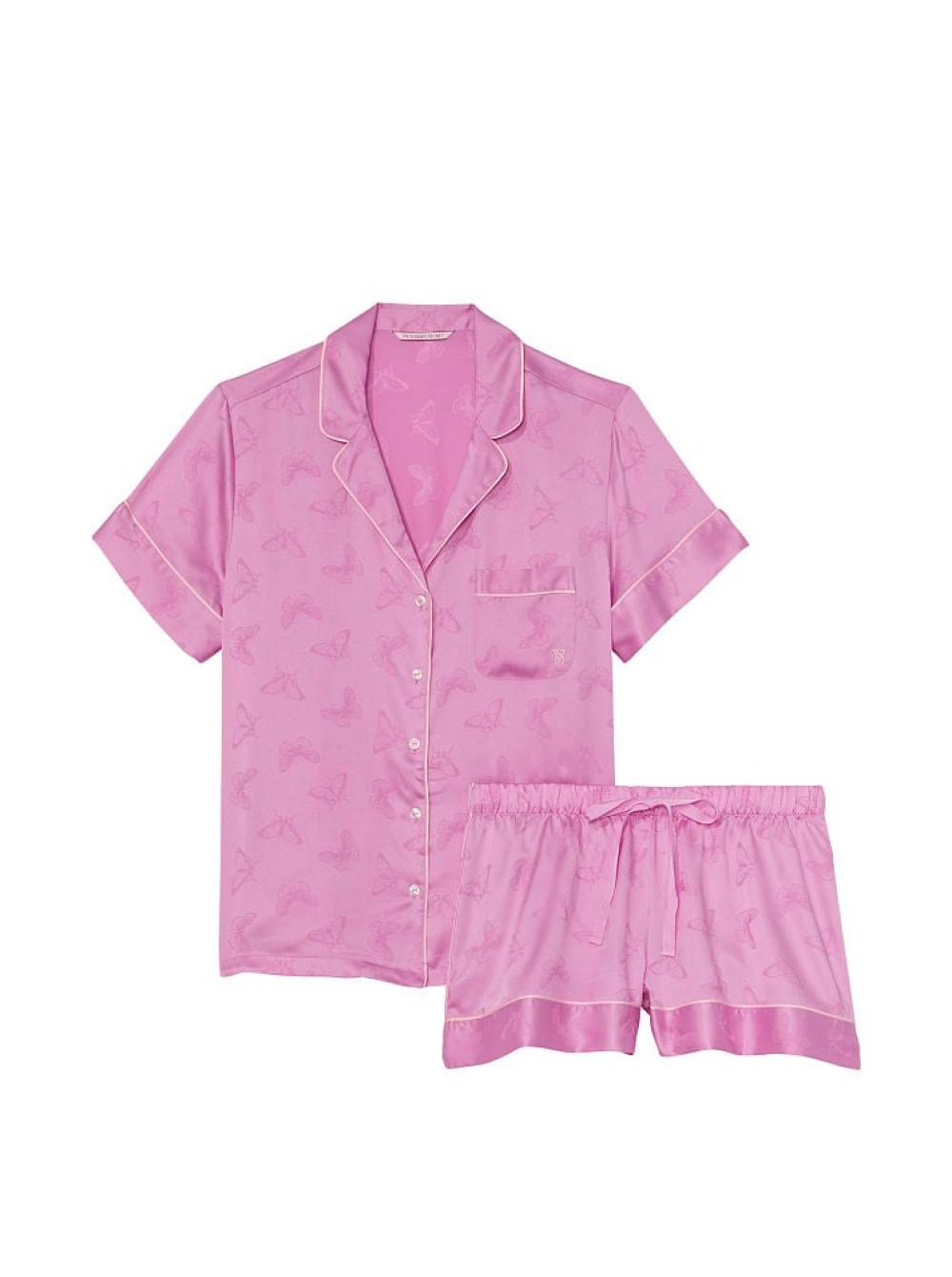 Піжама жіноча Victoria's Secret Satin Short Pajama Set сатинова L Рожевий (20642937) - фото 3