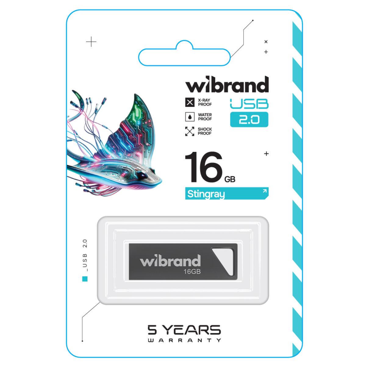 Флэш-память USB моноблок Wibrand WI2.0/ST16U5G USB 2.0 Stingray 16 Gb Grey (602775) - фото 2