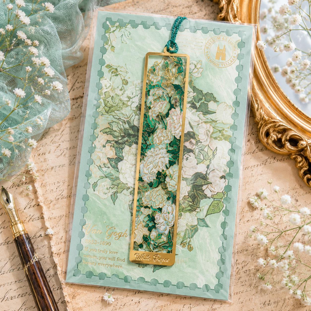 Закладка для книг металева Van Gogh Collection Цвітіння мигдалю Зелений (37242608)