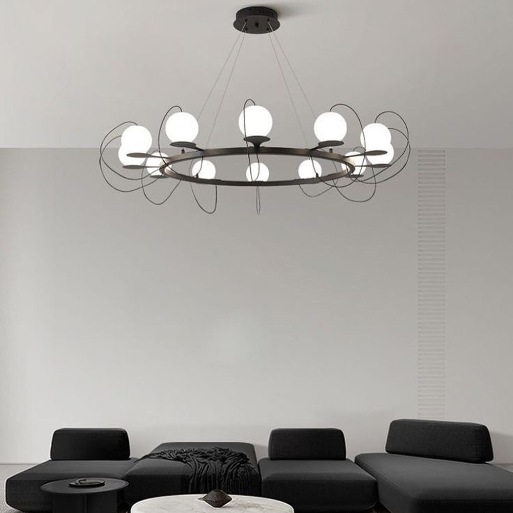 Люстра в форме кольца Hubble Bubble на 10 ламп Черный (D8345 BK)