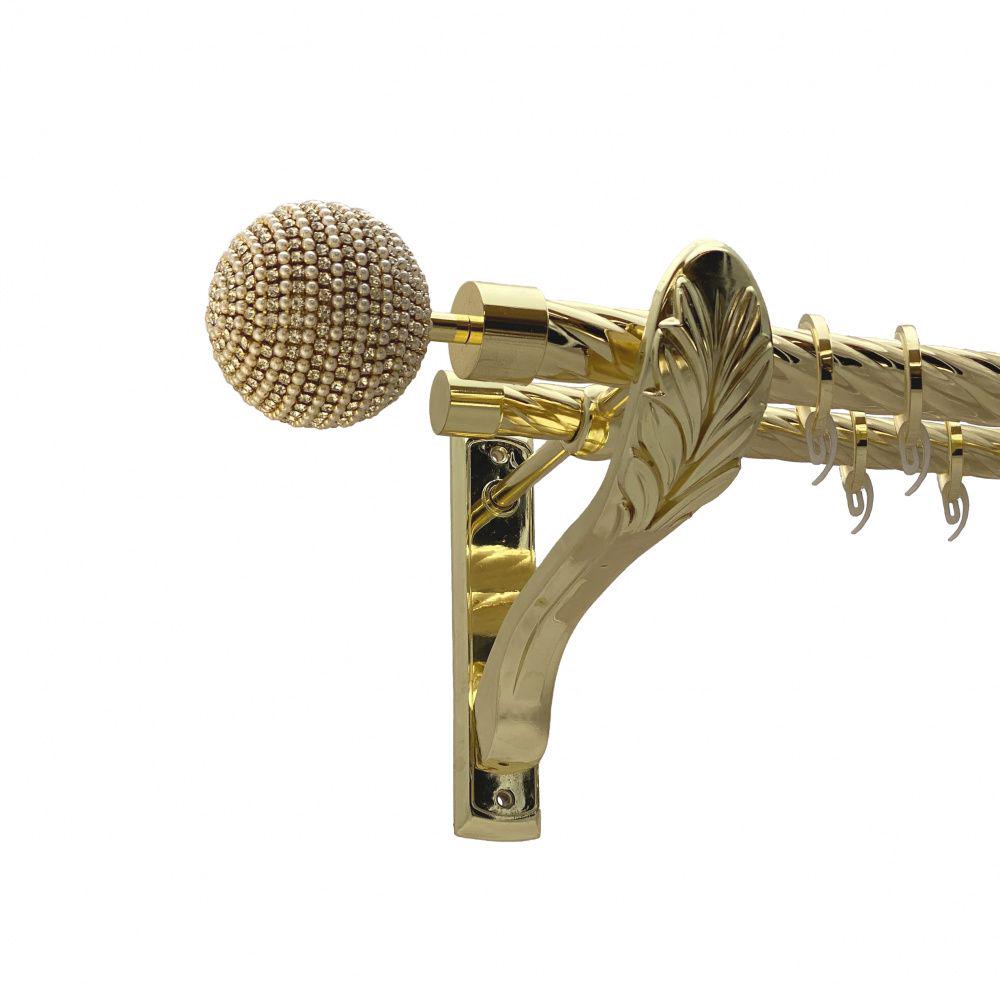 Карниз Orvit Карера металевий дворядний ретро скручена труба кільце фасонне металеве 25/19 мм 200 см Золото (00-00010968)