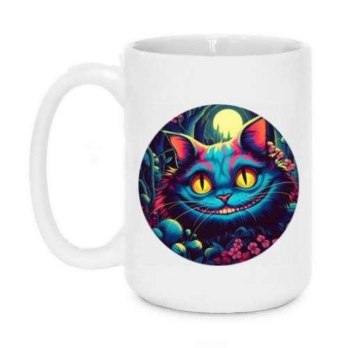 Чашка керамическая Чеширский кот с улыбкой 420 мл Белый (16375355-1-196918)