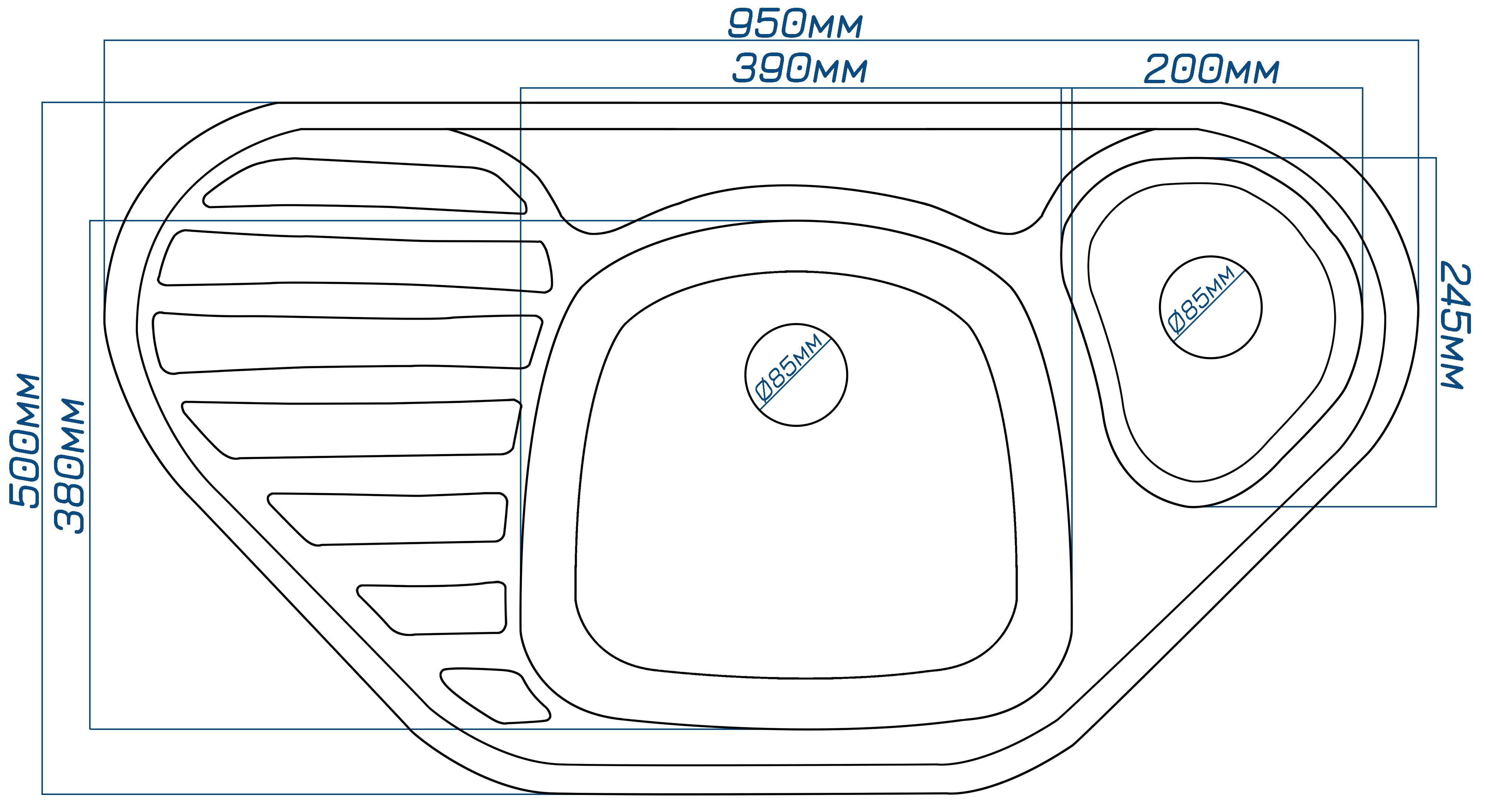 Мийка кухонна Valetti 20N 950x500 мм Бежевий - фото 2