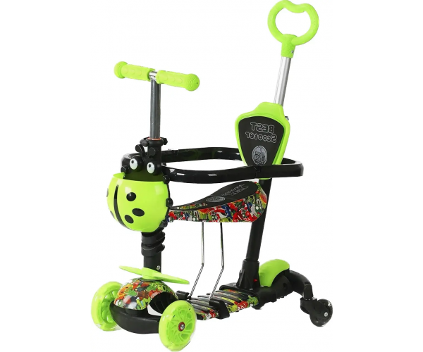 Самокат трехколесный Best Scooter 5в1 с дополнительными колесами защитный бампер Салатовый (LS-63098)